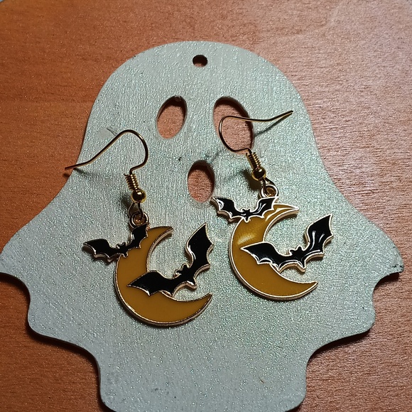 Bat and Moon Earrings - Picture 1 of 1